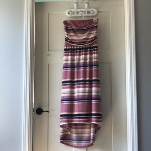 EUC Maurices Strapless High/Low Striped Maxi Dress - Size Medium